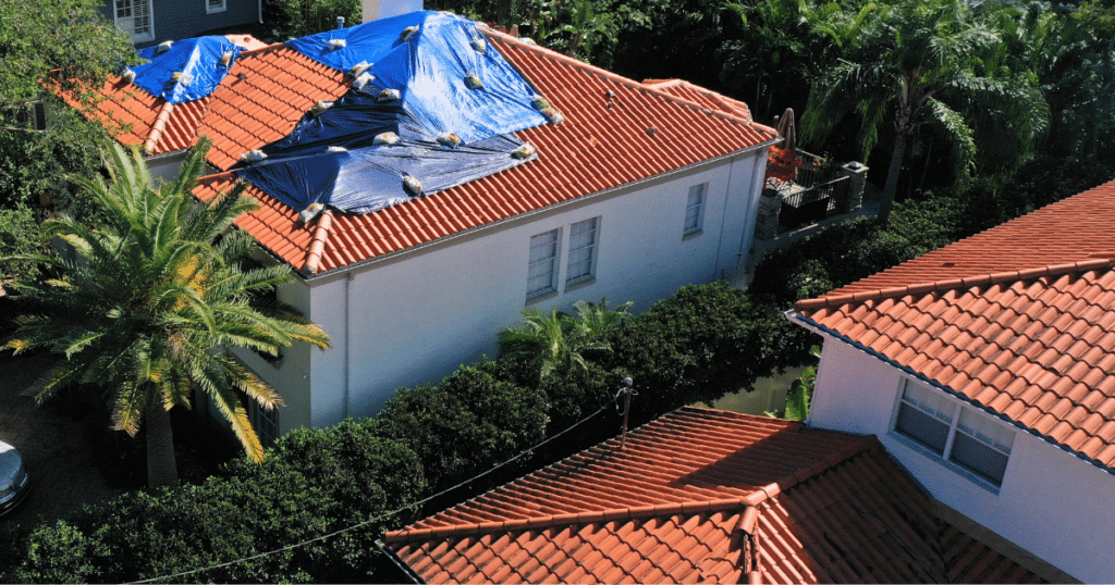 emergency tarping on shingle roof